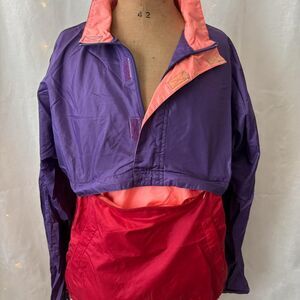 Vintage LL Bean Pink Purple and Red Anorak Pullover Windbreaker Jacket